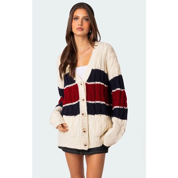 Edikted Tinsley Oversized Cable Knit Cardigan Size XS/S NWT! - Picture 2 of 8